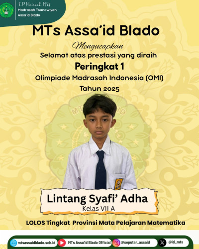 Prestasi Kembali Diraih oleh Siswa MTs Assa’id Blado